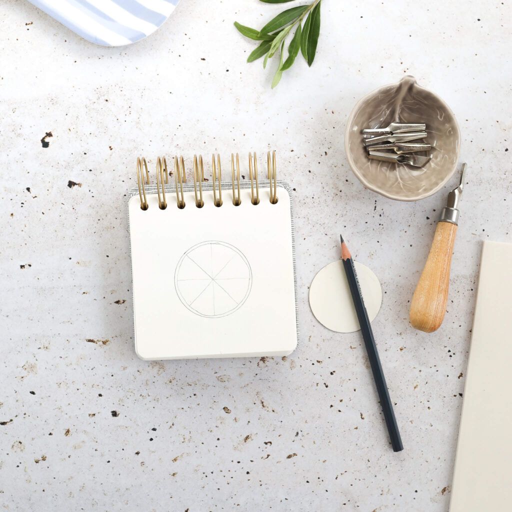 Zitronen Motiv aufmalen für Stempel selber schnitzen