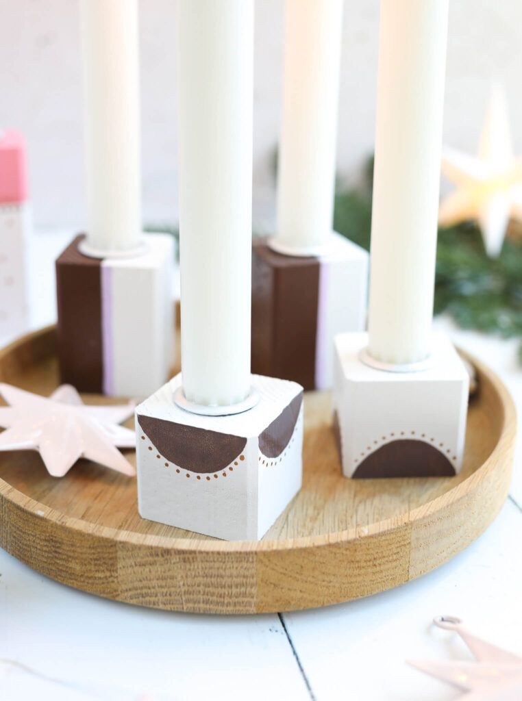 DIY Kerzenleuchter aus Holz selber machen