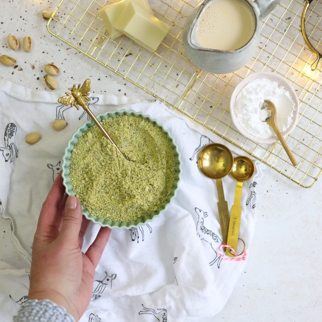 Pistaziencrème herstellen für Spiralen Plätzchen