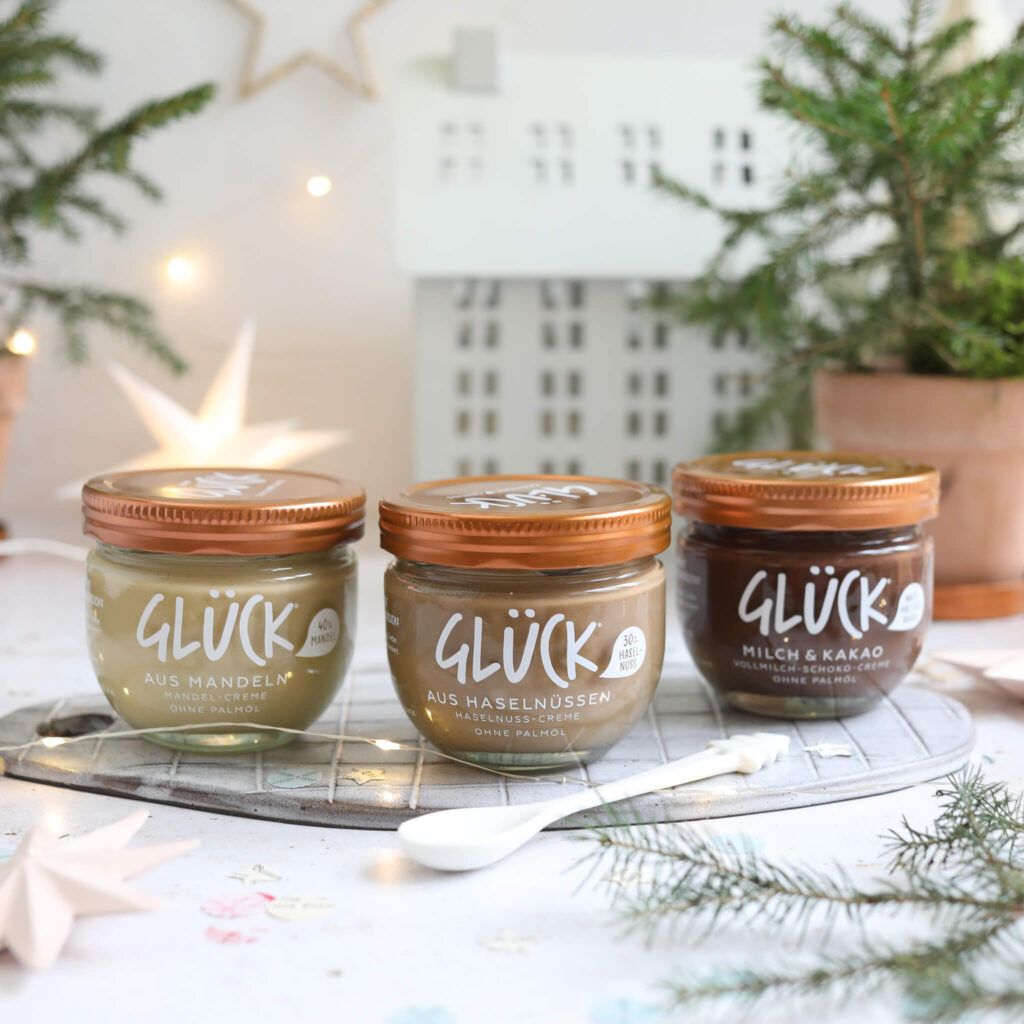 Glück Sorten m it Nusscreme für Wunschbaum im Glas