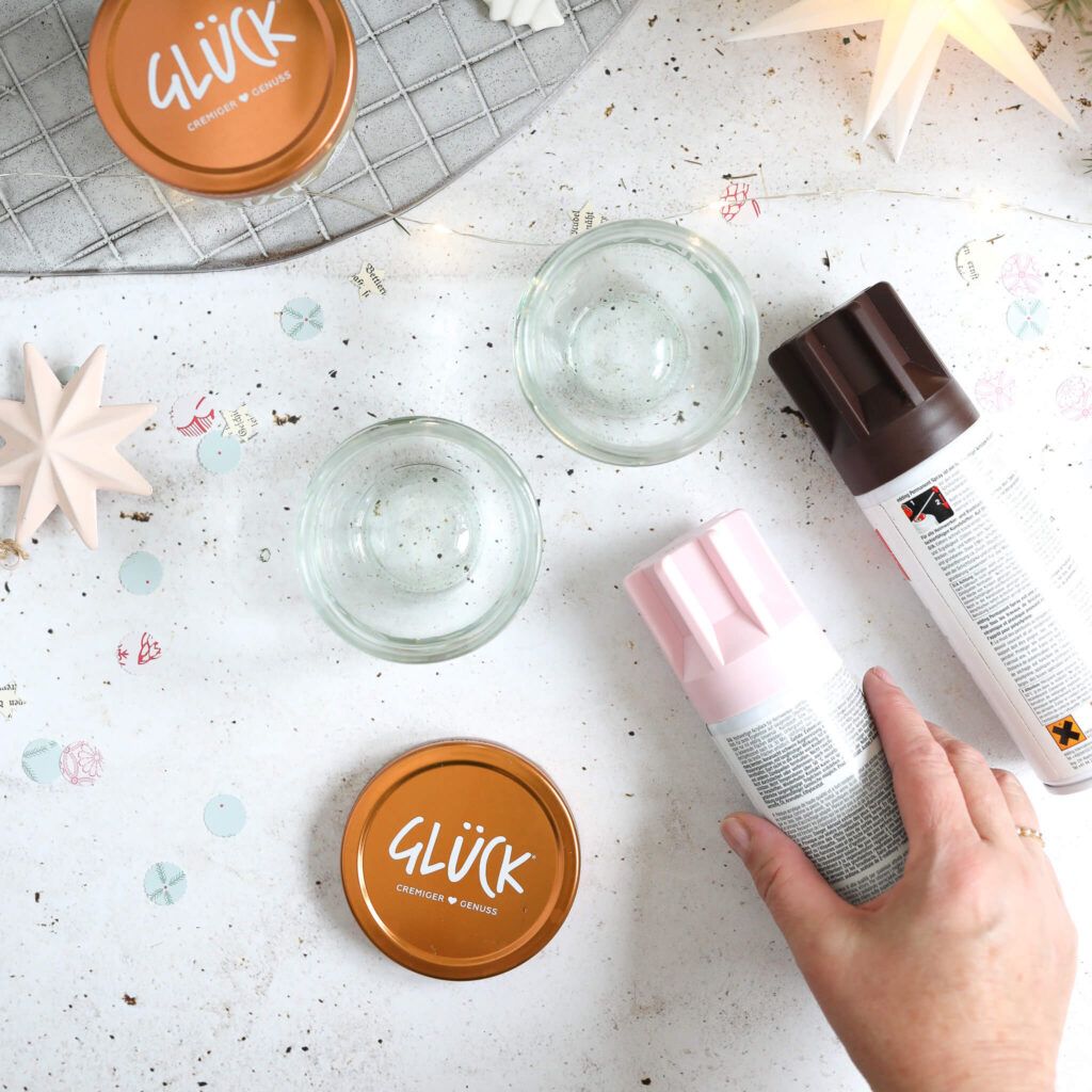 Glück Gläser mit Lackspray besprühen