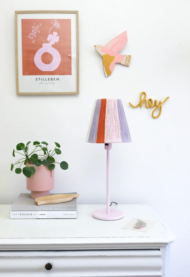 Lampenschirm mit Wolle umwickeln Diy Upcycling Mrs Greenhouse