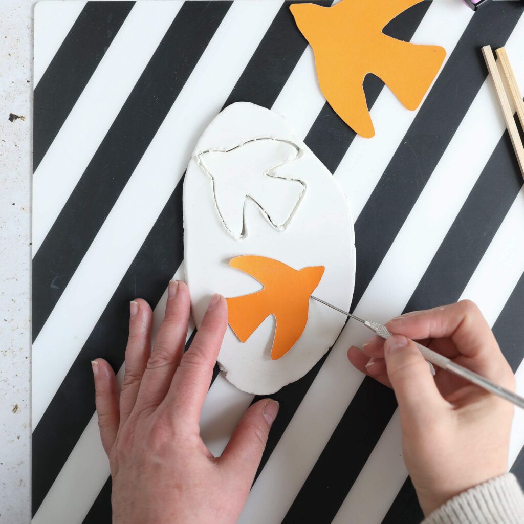 Vogel Osteranhänger aus Modelliermasse