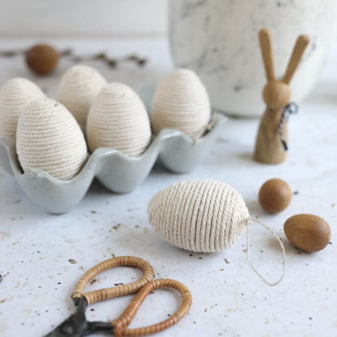 Ostereier mit Garn umwickeln diy