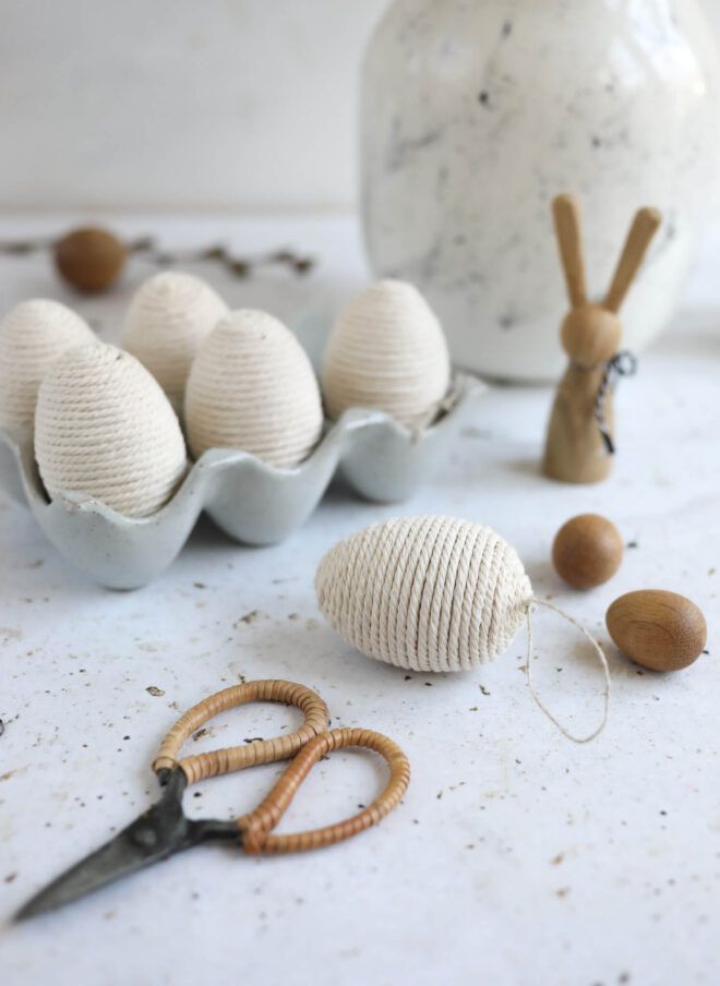 Ostereier mit Garn umwickeln diy